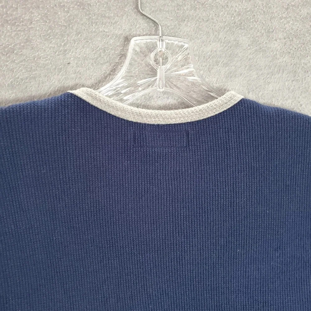 VINTAGE Guess Boys T-Shirt 2XL Blue Ringer Waffle Knit Logo Embroidered Peru 90s